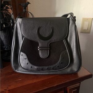 KILLSTAR Black Crescent Moon Accent Messenger Bag